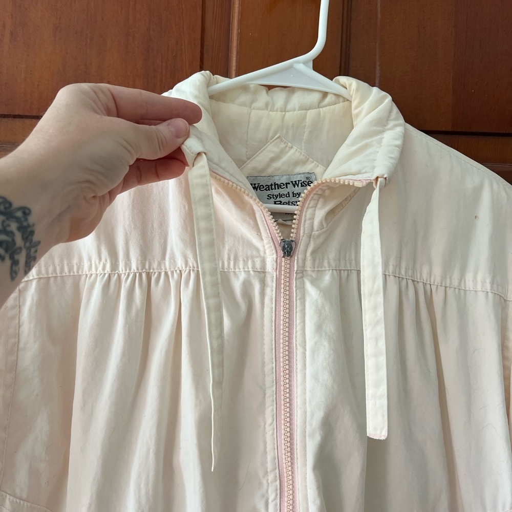Vintage Weather Wise Betsy B Jacket Cream Pink Windbreaker Lightweight 90s M - Picture 3 of 10
